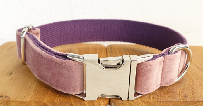 Baby Pink Velvet Collar and Leash Set